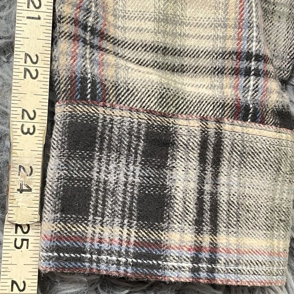 Men’s Extra Heavy Pearl Snap Plaid Flannel Outdoor Shacket Blue Tan Red 2XL NWT - Picture 9 of 9